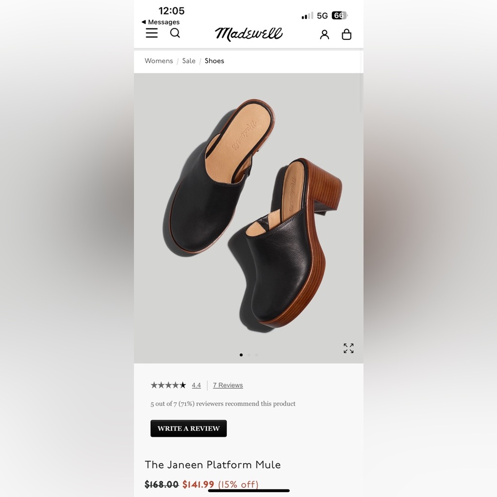 Madewell Janeen Platform Mule-size 8